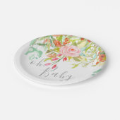 オベビーガーデンフローラピンクグレーシャワーパーティーイベント ペーパープレート (アングル)