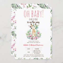 オベビーキラフワイルドワンサファリ動物フローラ 招待状