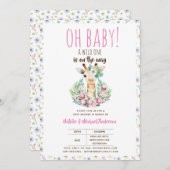 オベビーキラフワイルドワンサファリ動物フローラ 招待状 (正面/裏面)