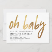 オベビーグモダンラム金ゴールドグリッターベビーシャワー 招待状 (正面)