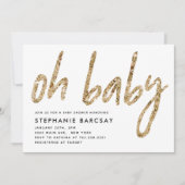 オベビーグラム金ゴールドグリッターベビーシャワー 招待状 (正面)