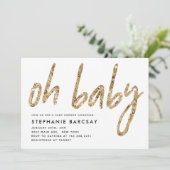 オベビーグラム金ゴールドグリッターベビーシャワー 招待状 (スタンド正面)