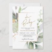 オベビーグリーナリー金ゴールドフレームユーカリ招待状 招待状 (正面)