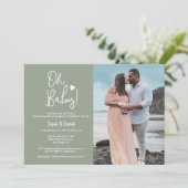 オベビーグリーンカスタムフォトカップルのシャワー 招待状 (スタンド正面)