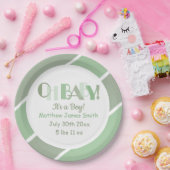 オベビーグリーンタイポグラフィベビーシャワー紙プレート ペーパープレート (パーティー)