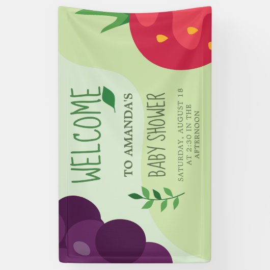 オベビーグリーンフルーツジュース赤ちゃんシャワー 横断幕 (縦)