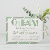 オベビーグリーンモダンベビお洒落ーシャワー 招待状 (スタンド正面)