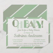 オベビーグリーンモダンベビお洒落ーシャワー 招待状 (正面/裏面)