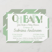オベビーグリーンモダンベビお洒落ーシャワー 招待状 (正面/裏面)