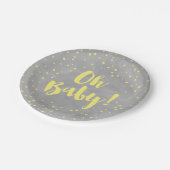 オベビーグレーと黄色の水色ベビーシャワー ペーパープレート (アングル)