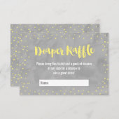 オベビーグレーと黄色の赤ちゃんシャワーおむつラッフル エンクロージャーカード (正面/裏面)