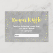 オベビーグレーと黄色の赤ちゃんシャワーおむつラッフル エンクロージャーカード (正面)