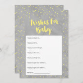 オベビーグレーと黄色の赤ちゃんシャワー希望カード アドバイスカード (正面/裏面)