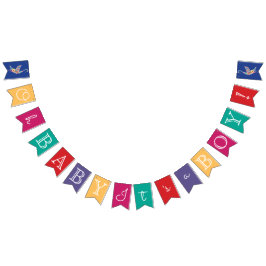 オベビーコウノトリカラフルバードシャワー バンティングフラッグ