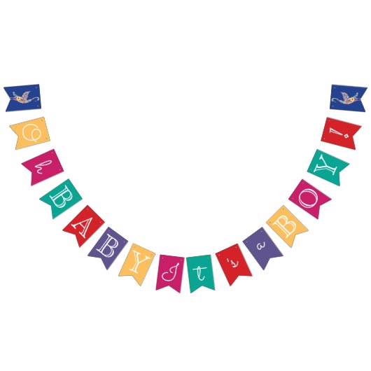 オベビーコウノトリカラフルバードシャワー バンティングフラッグ (全)