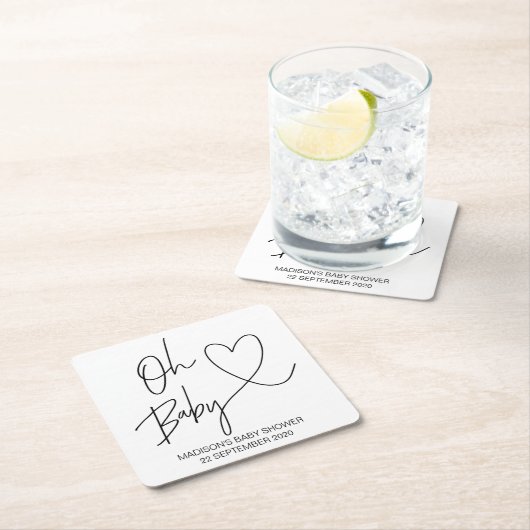 オベビーコースターユニセックスベビーシャワーデコール スクエアペーパーコースター (インサイチュ)