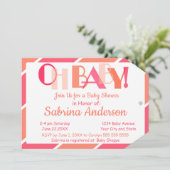 オベビーコーラルモダンタイポグラフィベビーシャワー 招待状 (スタンド正面)