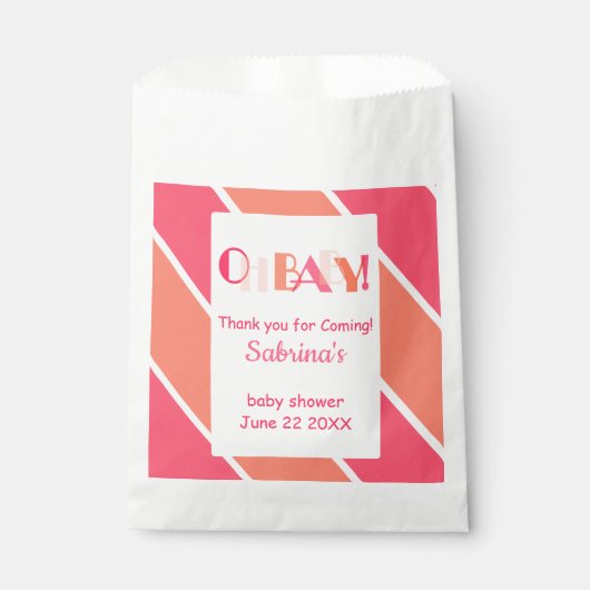 オベビーコーラルモダンベビーシャワーフェイバーバッグ フェイバーバッグ (正面)