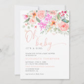 オベビーサニーガーデンフローラガールベビーシャワー 招待状 (正面)
