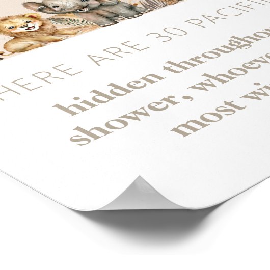 オベビーサファリアニマルズボホシャワーおしゃぶり狩り ポスター (角)