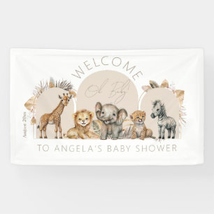 オベビーサファリアニマルズボホベイビーシャワーへようこそ 横断幕