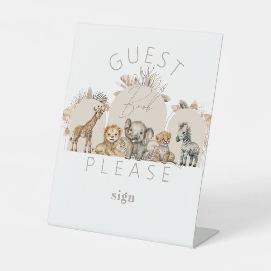 オベビーサファリアニマルズボホベイビーシャワーゲストブック 台座サイン (正面)
