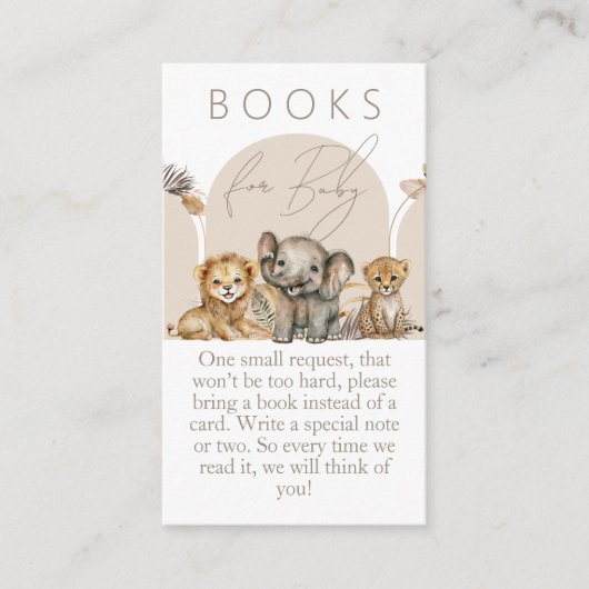 オベビーサファリアニマルズボホベイビーシャワーブックス エンクロージャーカード (正面)