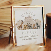 オベビーサファリアニマルズボホベビーシャワーオムツ ポスター