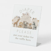 オベビーサファリアニマルズボホベビーシャワーオムツ 台座サイン (正面)