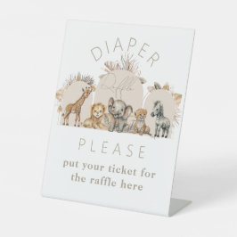 オベビーサファリアニマルズボホベビーシャワーオムツ 台座サイン