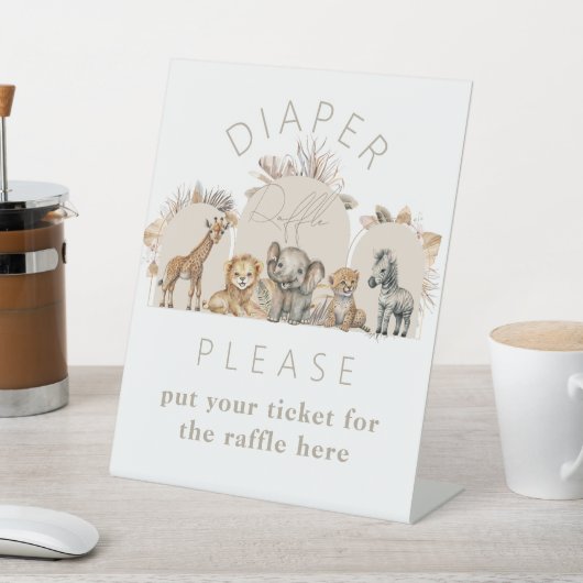 オベビーサファリアニマルズボホベビーシャワーオムツ 台座サイン (インサイチュ)
