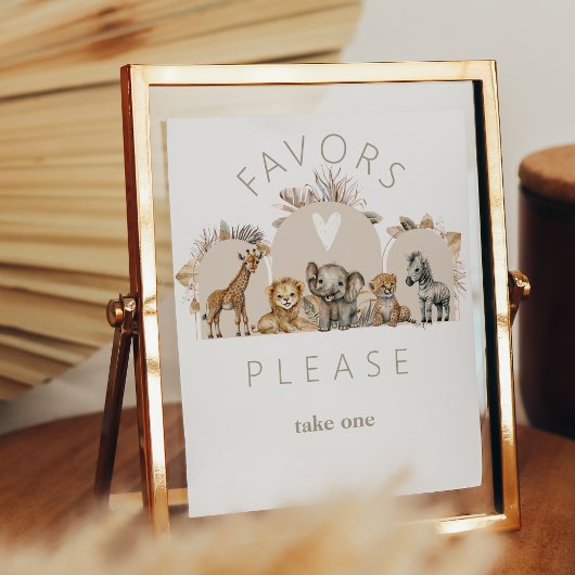 オベビーサファリアニマルズボホベビーシャワーフォバー ポスター