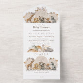 オベビーサファリアニマルズボホベビーシャワー オールインワン招待状 (内側)