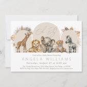 オベビーサファリアニマルズボホベビーシャワー 招待状 (正面)