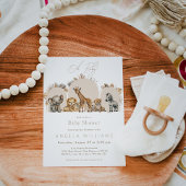 オベビーサファリアニマルズボホベビーシャワー 招待状