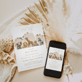 オベビーサファリアニマルズボホベビーシャワー 招待状