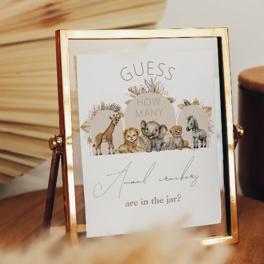 オベビーサファリボホシャワー動物クラッカーゲーム ポスター