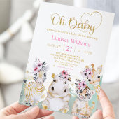 オベビーサファリワイルドワン動物動物ベビーシャワー 招待状