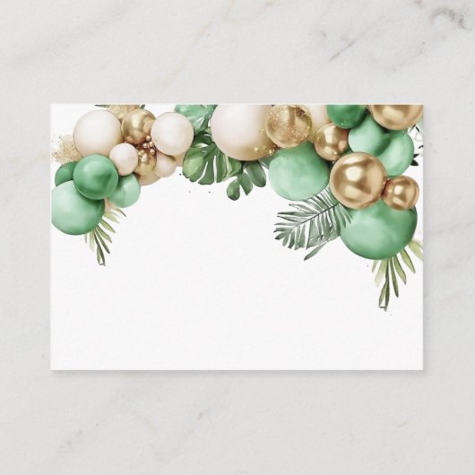 オベビーサファリ動物ジャングルグリーンベビーシャワー エンクロージャーカード (裏面)