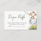 オベビーサファリ動物ベビーシャワーおむつラッフル エンクロージャーカード (正面)