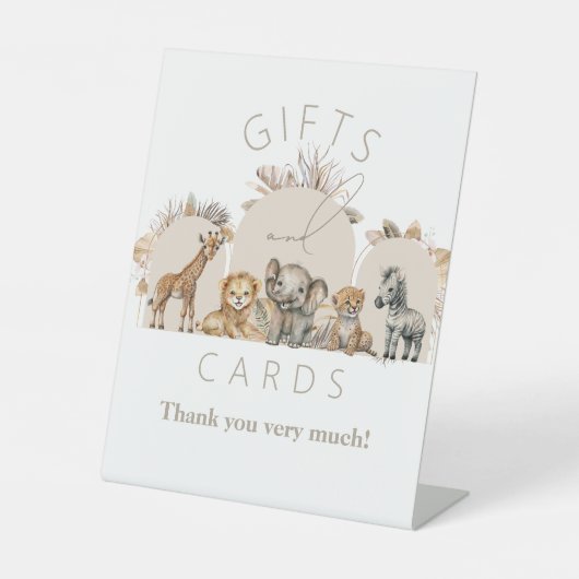 オベビーサファリ動物ボホベイビーシャワーギフト 台座サイン (正面)