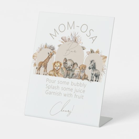 オベビーサファリ動物ボホベイビーシャワーバーポスター 台座サイン (正面)