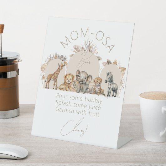 オベビーサファリ動物ボホベイビーシャワーバーポスター 台座サイン (インサイチュ)