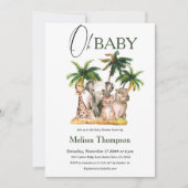 オベビーサファリ野生動物熱帯赤ちゃんシャワー 招待状 (正面)