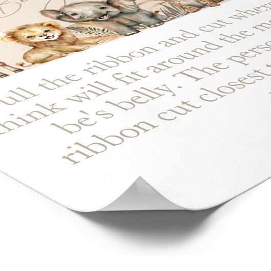 オベビーサファリBOHOシャワーどのように大きなママ腹ゲーム ポスター (角)