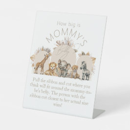 オベビーサファリBOHOシャワーどのように大きなママ腹ゲーム 台座サイン