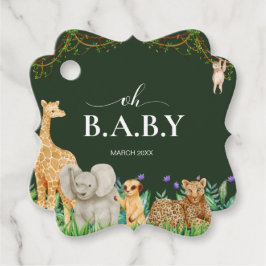 オベビーサファーアニマルジャングルグリーンベイビーシャワー フェイバータグ