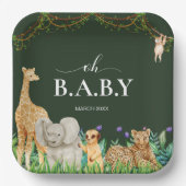 オベビーサファーアニマルジャングルグリーンベイビーシャワー ペーパープレート (正面)