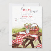 オベビーサマーピクニックパークおもしろいかわいい女の子シャワー 招待状 (正面)