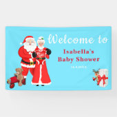 オベビーサンタ&ミセスクロース赤ちゃんシャワーへようこそ 横断幕 (横)